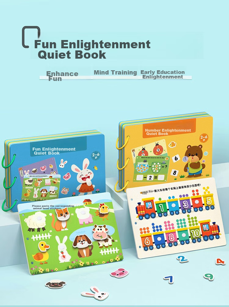 Mimeng Baby Quiet Book, Tear-Off Book for Infants, Chewable Hand-Tear Book with Stickers, Concentration Training, Early Childhood Education Toy 1