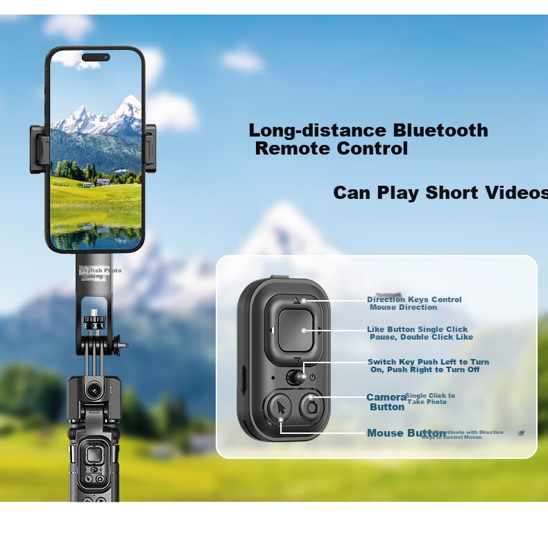SelfieShow C17 Upgraded Version [TT07], Live Streaming Face Tracking Selfie Stick, New AI Integrated Gimbal Phone Mount, Four-Axis Anti-Shake, 360-Degree, Compatible with DJI Pocket 3 9