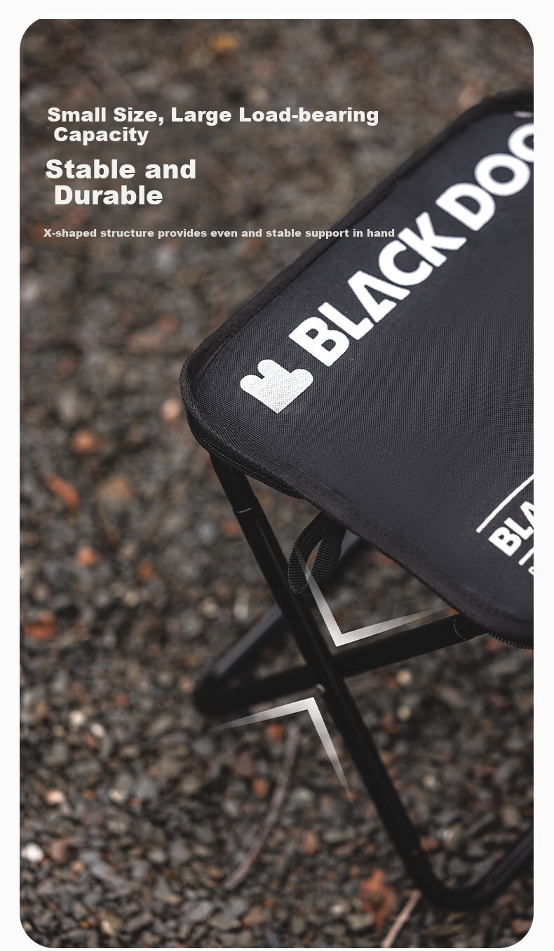 Black Dog Portable Folding Stool Camping Seat Outdoor Fishing Chair Queue Seat-Free Tool 2