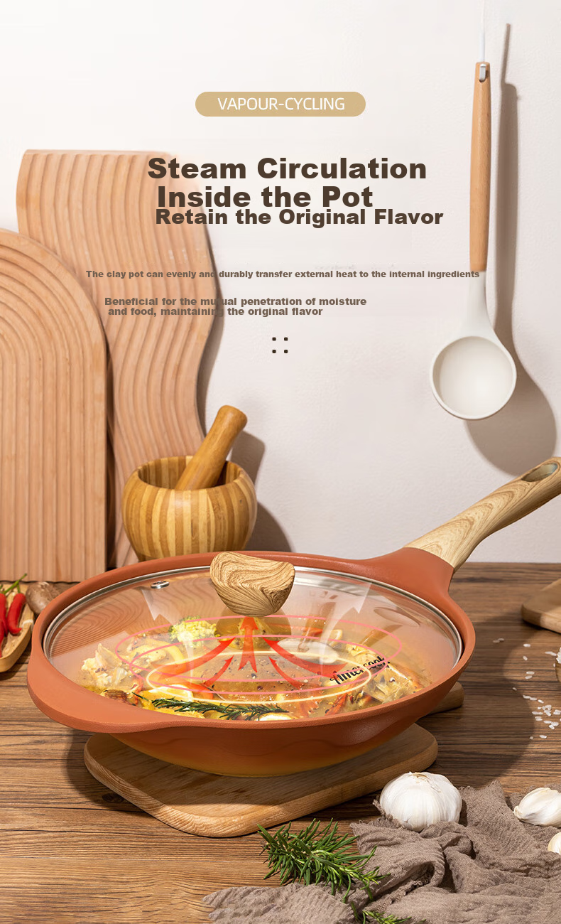 Amercook Alfitat Clay Pot Set, Non-Stick Wok, Flat-Bottom Frying Pan, Amier Cookware Two-Piece Set, Suitable for Induction And Gas Stoves 4