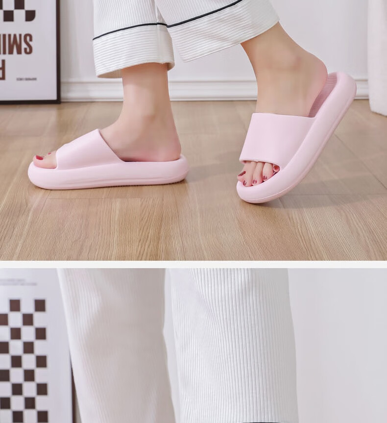 Huameijianbu Solid Color Thick Soft Sole Non-Slip Quiet Slippers, for Men And Women, Bathroom Indoor Outdoor Wear, HM616 Light Green, Size 38-39 20