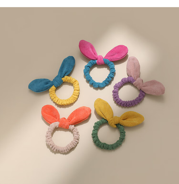 CHIMERA 5-Piece Children's Rabbit Ear Hair Ties, Ponytail Elastics, Non-Damaging Hair Bands, Hair Accessories for Girls, Mid-Autumn Festival Gift 5