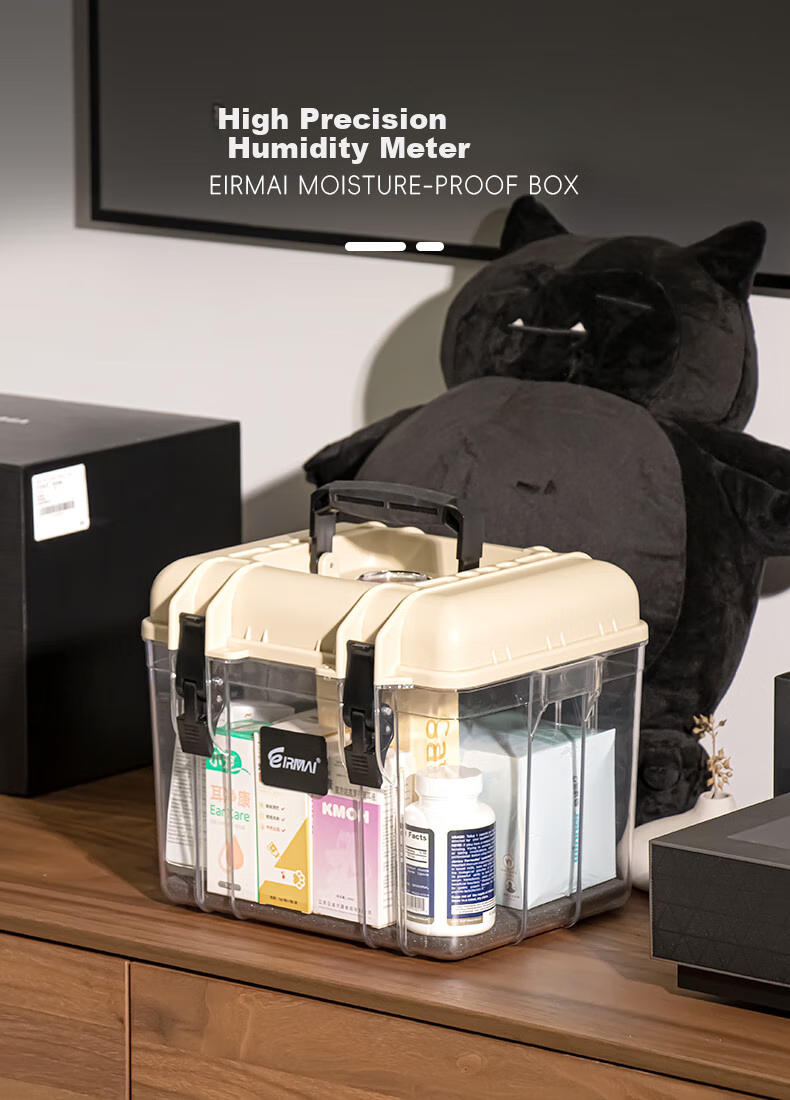 EIRMAI R25-Y DSLR Camera Dry Box Moisture-Proof Cabinet Plastic Case Sealed Lens Tea Electronic Box Large Size Portable with Built-In Moisture-Absorbing Card Desert Yellow 5