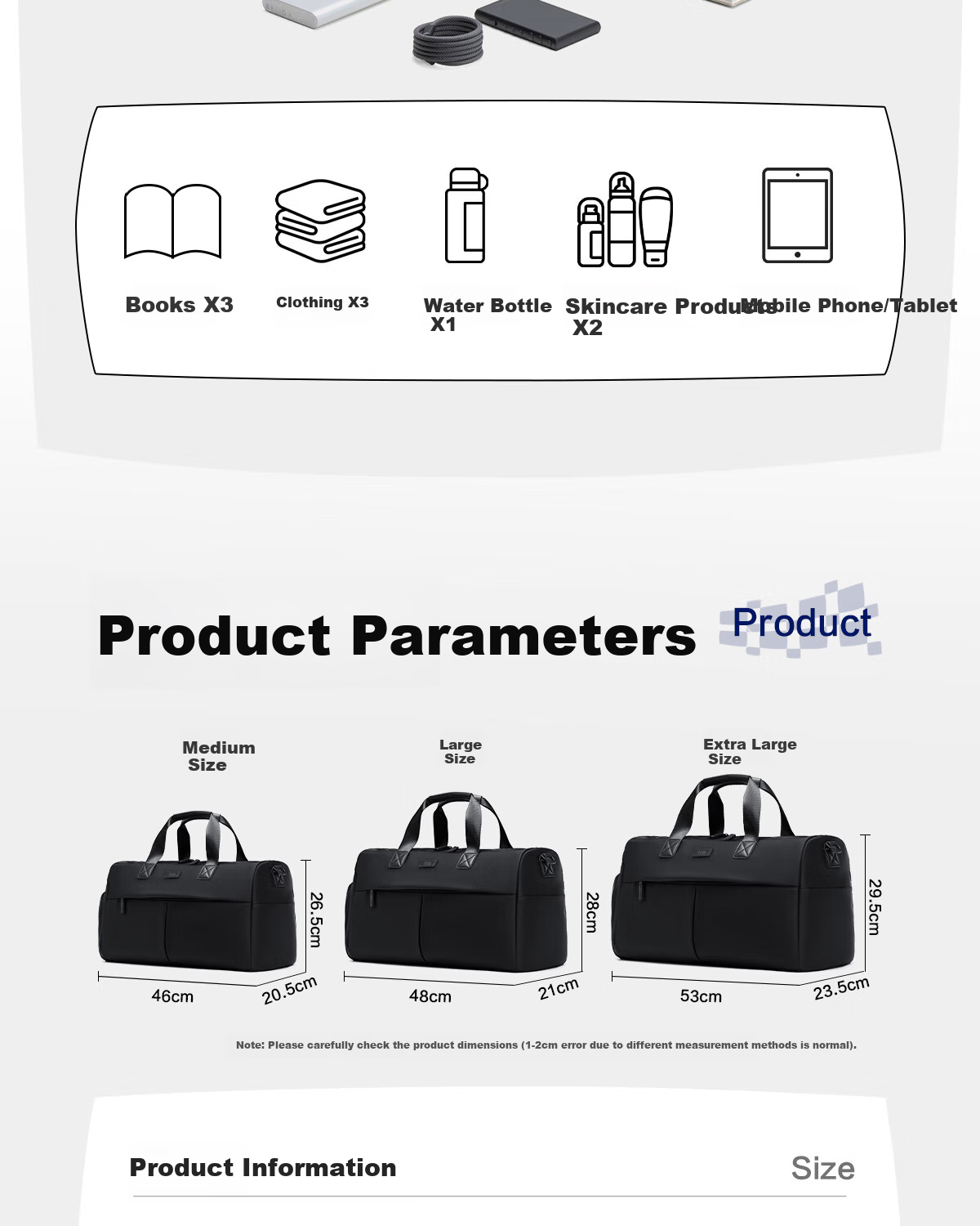 HLA Men's Travel Bag, Large Capacity Handheld Crossbody Shoulder Bag, Business Luggage Bag with Wet And Dry Separation, 25L 3