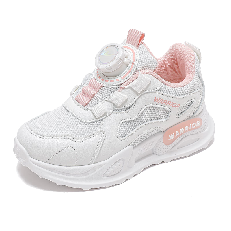 Warrior Children's Shoes, White Sneakers for Girls, Casual Shoes for Spring And Autumn, Soft-Soled Children's Sports Shoes WZ(CL)-0670 White/pink Size 36