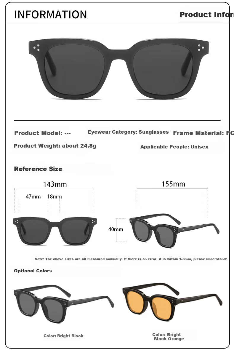 Baixiaoshe Korean-Style Sunglasses -2327 [Black Gray Lenses] Sun Protection Glasses, Trendy Style for Men And Women, Driving Sunglasses for Back to School 1