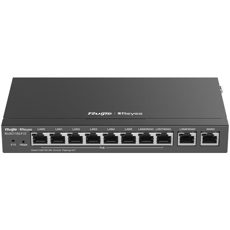 Ruijie 8-Port Full Gigabit POE Gateway All-In RG-EG110G V2 AC Controller, Enterprise-Level Router, Dual WAN Ports, Behavior Management