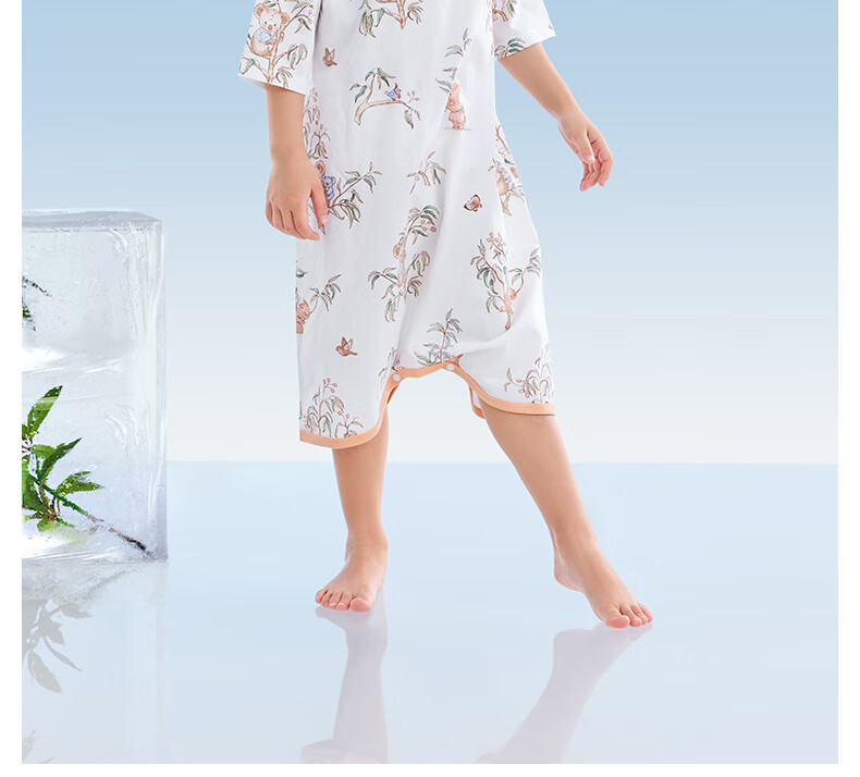 Betis Baby Robe New Back Mesh Breathable Children's Sleeping Bag Summer Cotton Pajamas Baby Nightgown 21