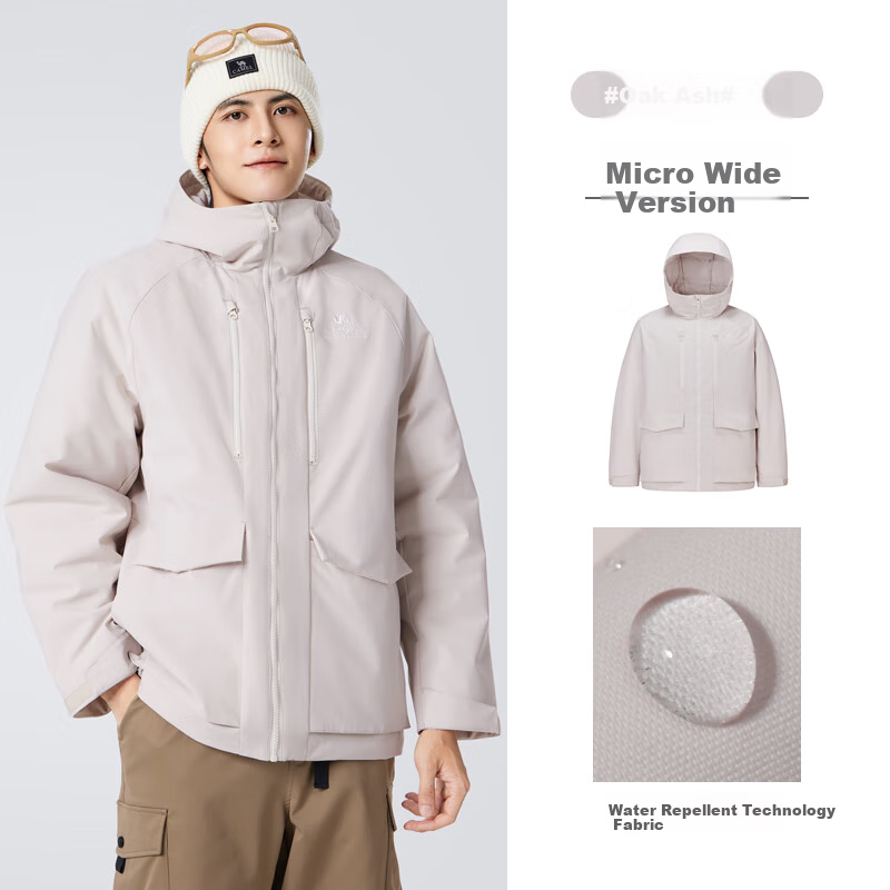 CAMEL Men's Jacket Cotton Coat, Winter Hooded Fleece-Lined Thickened Waterproof Workwear Cotton Jacket for Men M34CAEC735