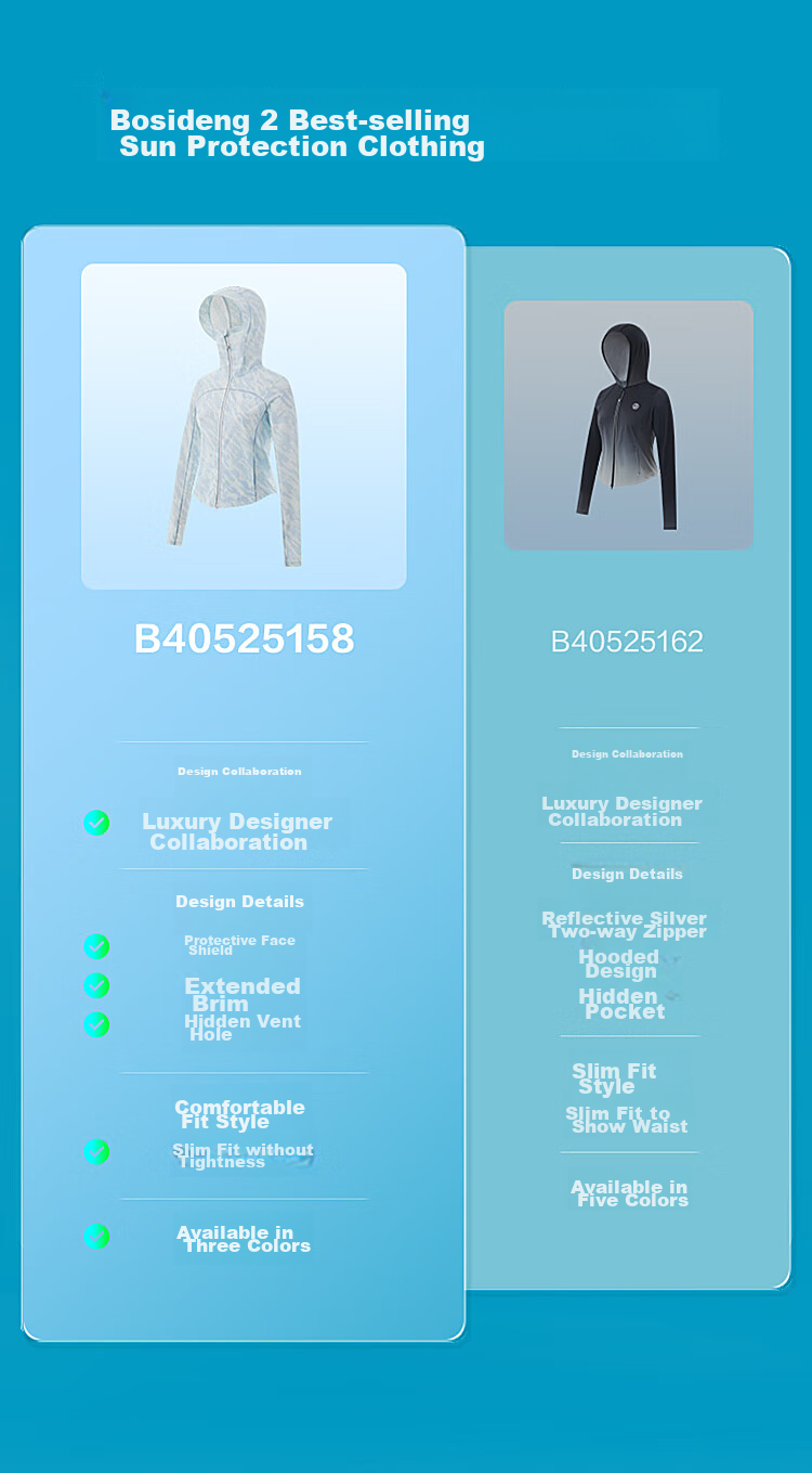 BOSIDENG Clothing, Five-Fold Summer National Standard Sun Protection Garment, Ice Silk Original Yarn UPF100+, Outdoor Hooded UV-Resistant Slim Fit 9
