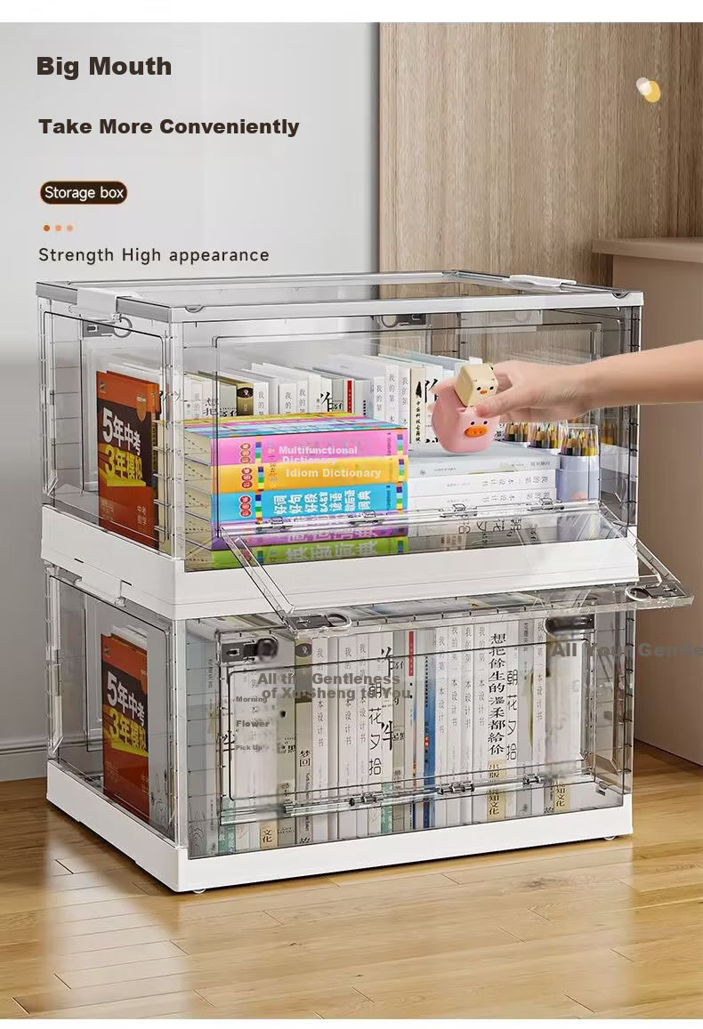 Bahainiao Foldable Transparent Plastic Book Storage Box, Student Book Organizer, Book Container, Storage And Organization Box 4