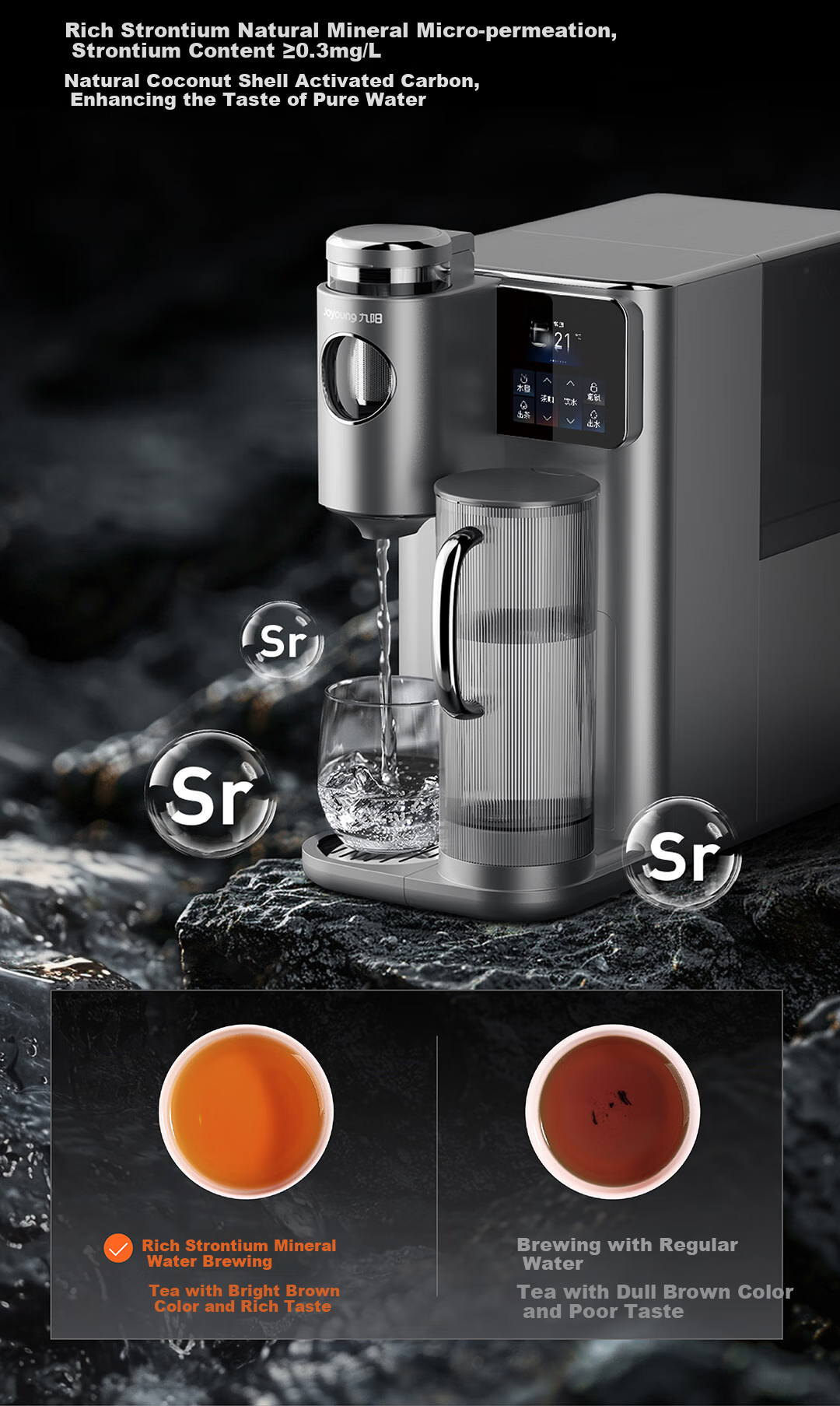 Joyoung Desktop Water Purifier, Instant Cooling And Heating Tea And Coffee Extraction Home Drinking Machine, Six-Year No-Change Cartridge, Strontium-Rich Mineralized Water, No Installation Required RH680 13