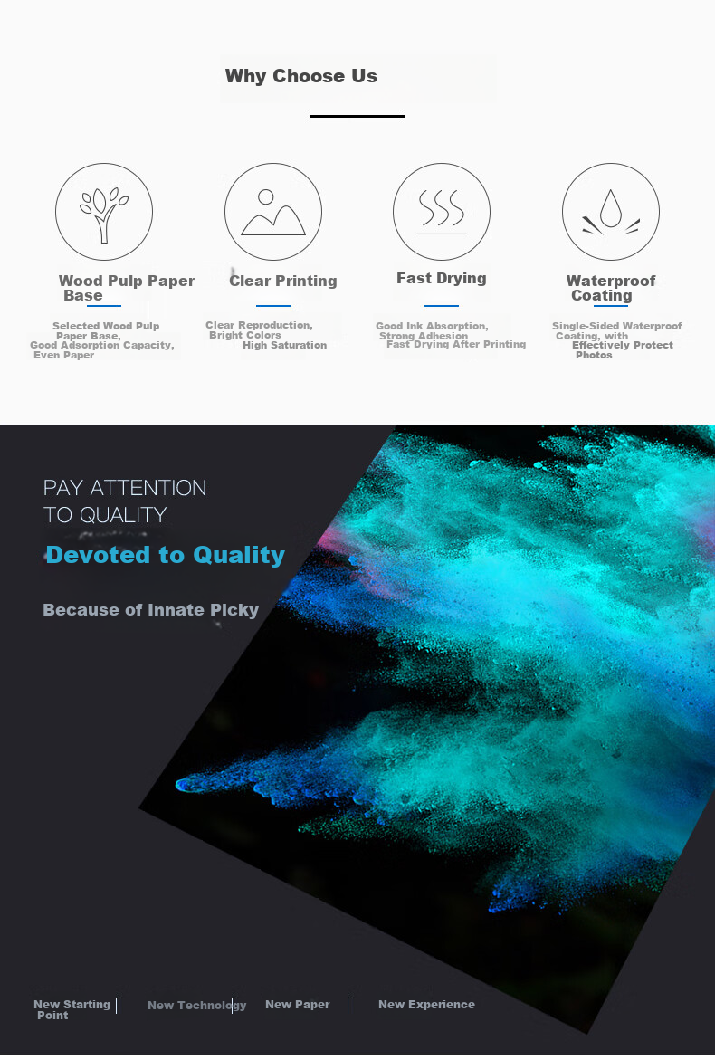 Befon 6R High Gloss Photo Paper, RC Waterproof Quick-Drying, 260g, Inkjet Printer Photo Paper, 100 Sheets/pack, Color Printing Photo Paper 2