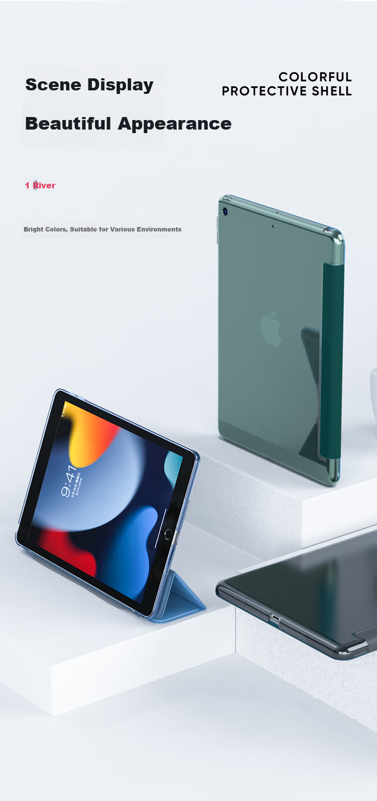 CangHua IPad Case for IPad 9/8/7, Compatible with 10.2-Inch 2021/2020/2019 Models, Tri-Fold Stand, Full Protection Shockproof Cover for Apple Tablet 9