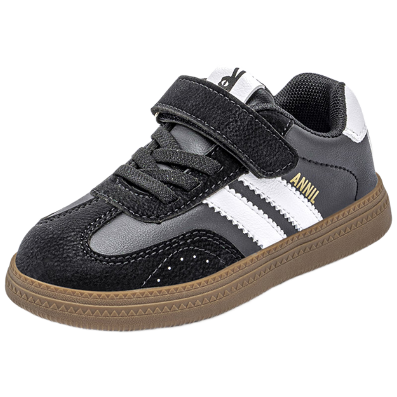 ANNIL Boys Black Sports Shoes 2026 Spring Soft Sole Lightweight Low-top Sneakers Kids Training Shoes 4182 Black Size 34