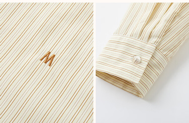 Dme [Design Sensation Two-Way Wear] Spring Minimalist Letter Embroidery Shirt, Striped Comfortable Slimming Blouse, Women's Top 7