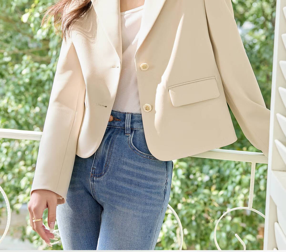 Taxiang Short Blazer Jacket for Women, Spring And Autumn High-End Style, Elegant Women's Suit Jacket Cardigan Top T51D035 3