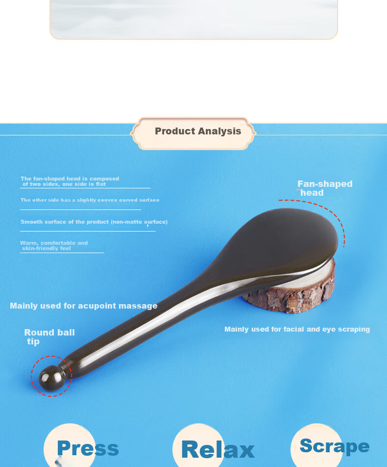 CAIYAOSHI Shi Shui Bian Stone Head Meridian Comb Scraping Board Eye Muscle Release Stick Facial Massage Swallow Tail Cone Health Care Dampness Removal Dormitory Student Mid-Autumn Festival Gift for Women, Elders, Parents And Teachers 14