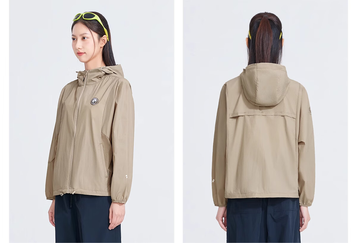 CAMEL Panda Outdoor Original Yarn Sun Protection UPF50+ Short A-Type Hooded Cooling Sun Protection Jacket, Size S 28
