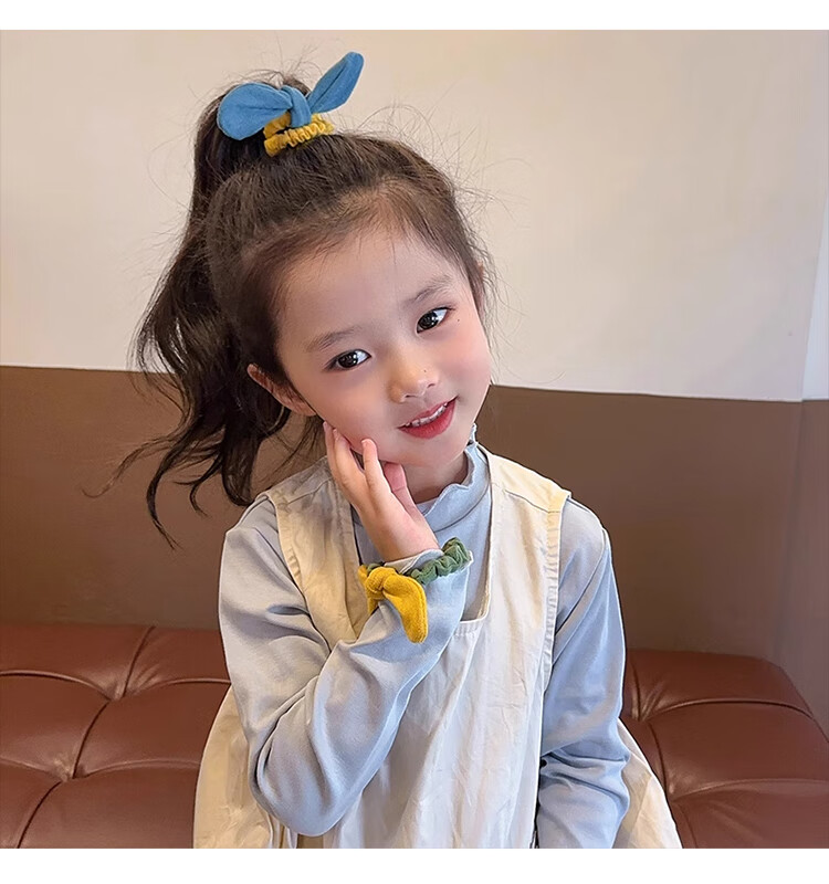 CHIMERA 5-Piece Children's Rabbit Ear Hair Ties, Ponytail Elastics, Non-Damaging Hair Bands, Hair Accessories for Girls, Mid-Autumn Festival Gift 2