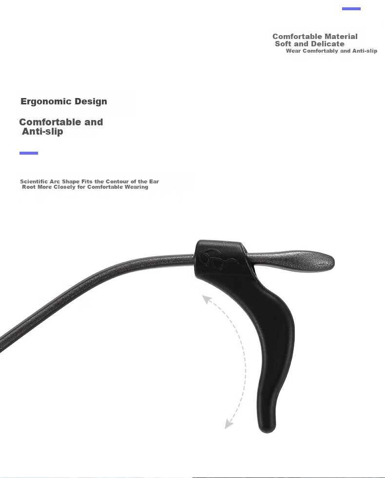 HB Non-Slip Glasses String for Adults, 2 Pieces, Suitable for Thin Eyeglass Arms, with Ear Hooks, Sports Anti-Drop Adjustable Lanyard 10