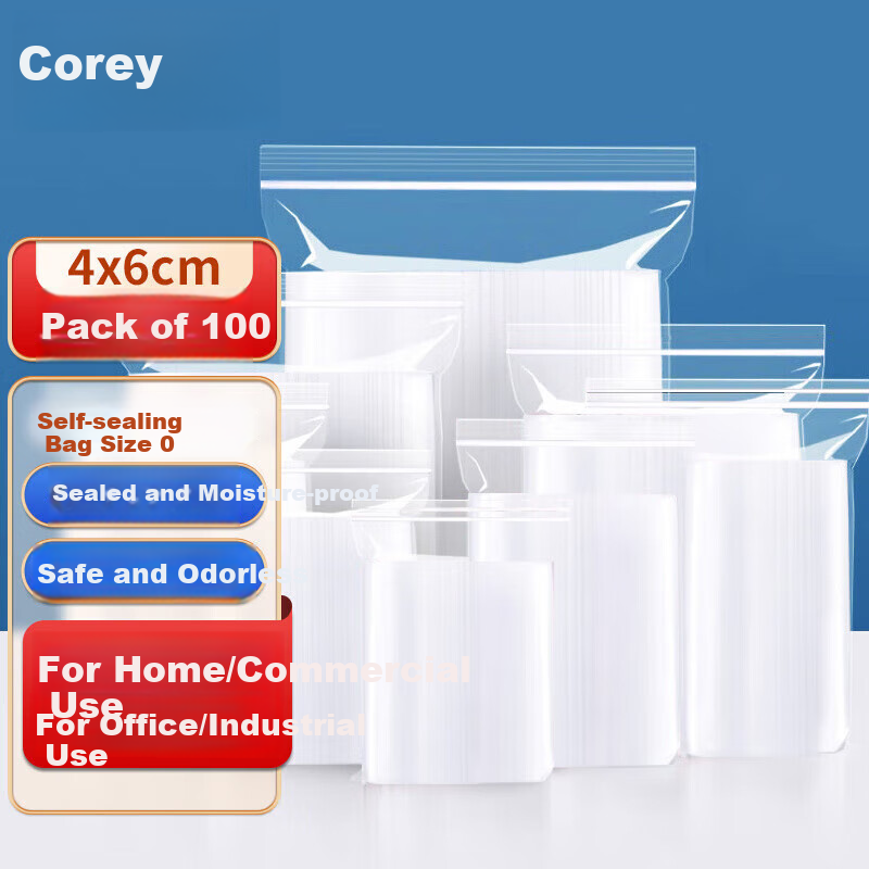 Keruier Small Thick Self-Sealing Bags, No. 0 Food-Grade PE Sealing Bags, Waterproof And Moisture-Proof, Transparent Sealing Bags, Airtight Bags, Packaging Bags, Storage Organizer Bags [100 Pieces/set]