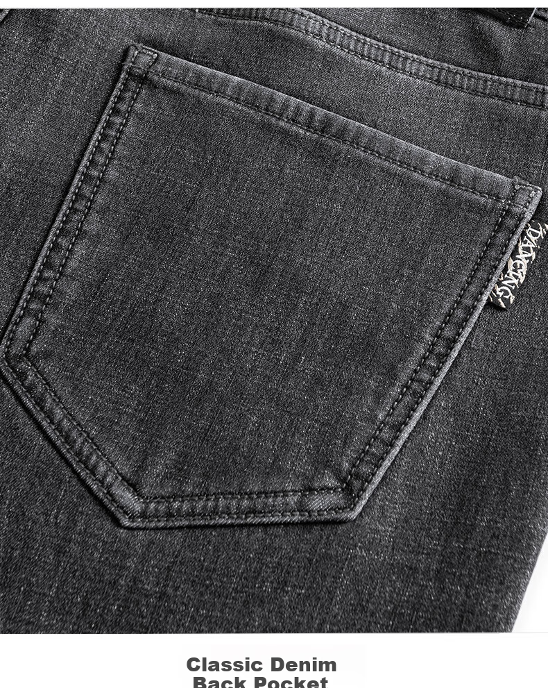 DANCING WOLVES [Lined with Fleece] Autumn And Winter Fashion Versatile Commuter Stretchy Men's Jeans, 015 Dark Gray, Size 28 7