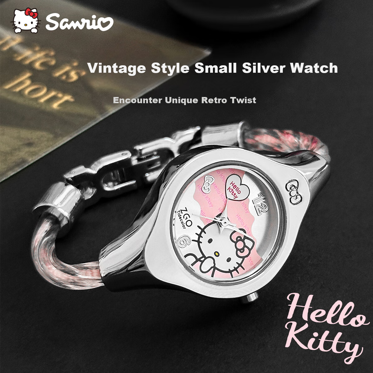 Hello Kitty Sanrio Watch, Small Dial for Female Students, Bracelet Wristwatch for Middle And High School Girls, Stylish Birthday Gift for Wome