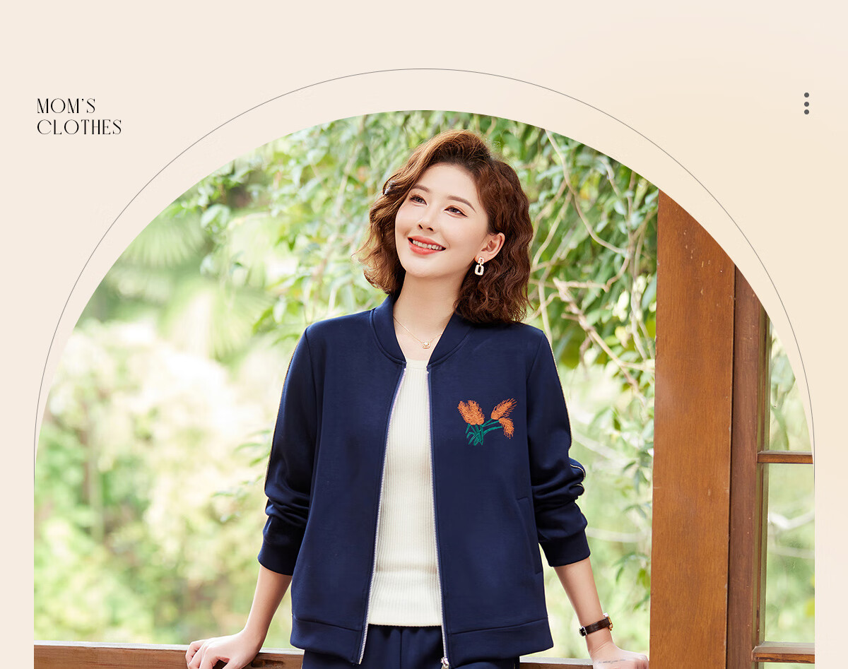 Yuzhaolin Mom's 2025 Spring Autumn Sports Suit Middle-aged and Elderly Women's Long Sleeve Sportswear Two-piece Set Y51K045 1