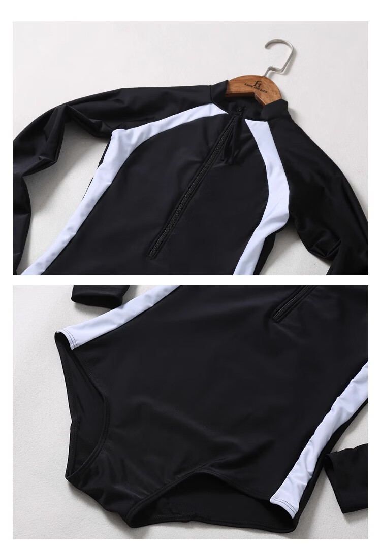 DK Women's Long-Sleeve One-Piece Swimsuit, 2026 New Style, Hot Spring Professional Sports Surfing Suit, Conservative for Swimming Pool Use, Size M 10