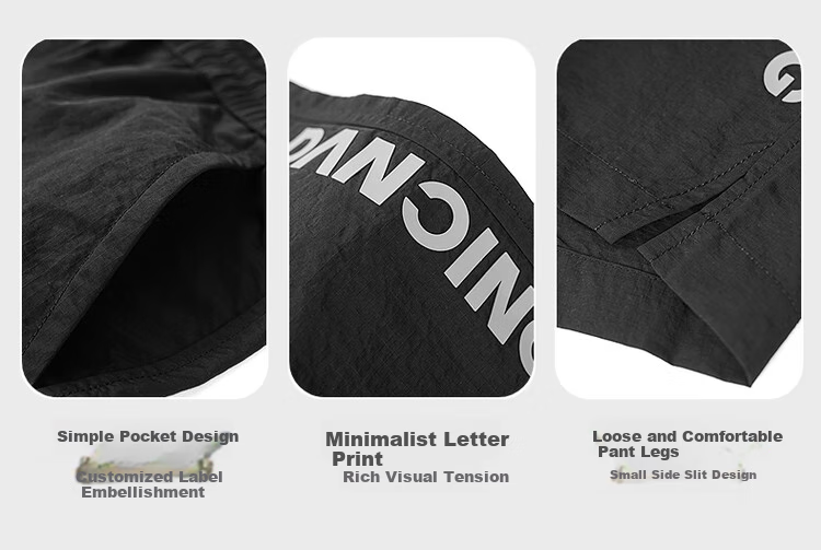 DANCING WOLVES [Draping And Wrinkle-Resistant] Summer Quality Elastic Casual Pants Men's Casual Shorts 001 Black 52/L 3