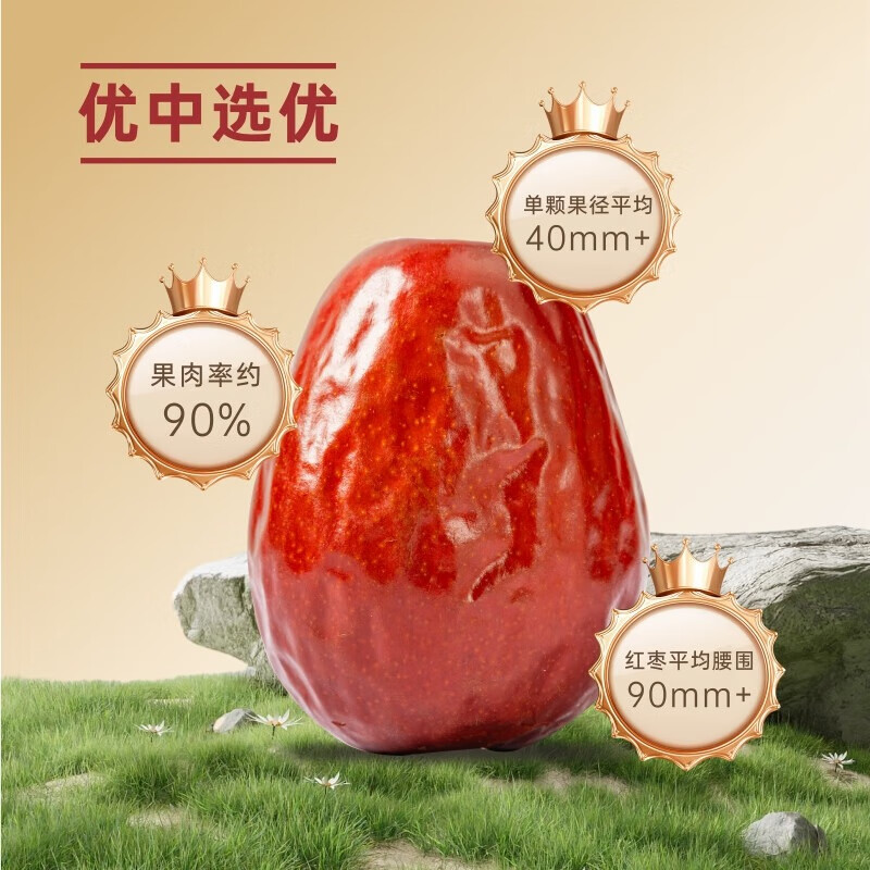 新边界新疆和田免洗大红枣1000g 2025新枣零食一级骏枣子特产零食果干
