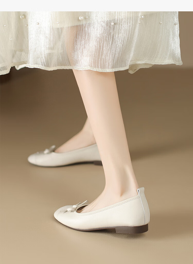 ZHR Silver Women's Ballet Flats with Bow, Soft Flat Sole Slip-On Loafers AH606 Silver 35 12
