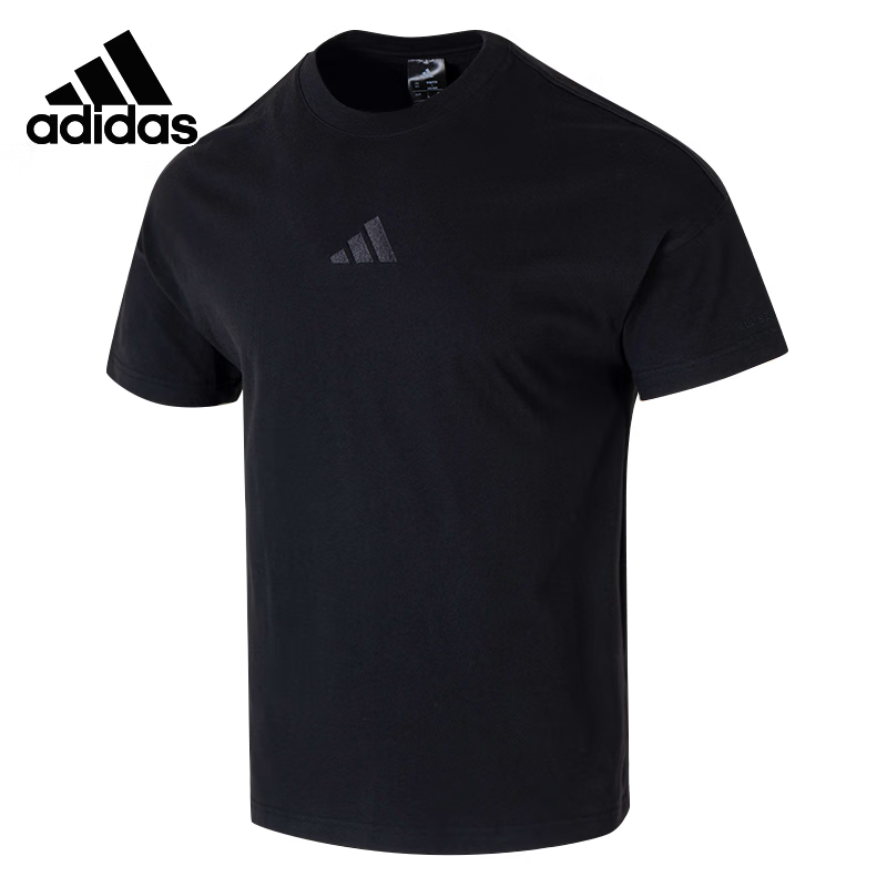 Adidas Pure Cotton Comfortable Knitted Breathable Running Sportswear, Middle-Aged Simple Round Neck T-Shirt, JY8565, A/M Size