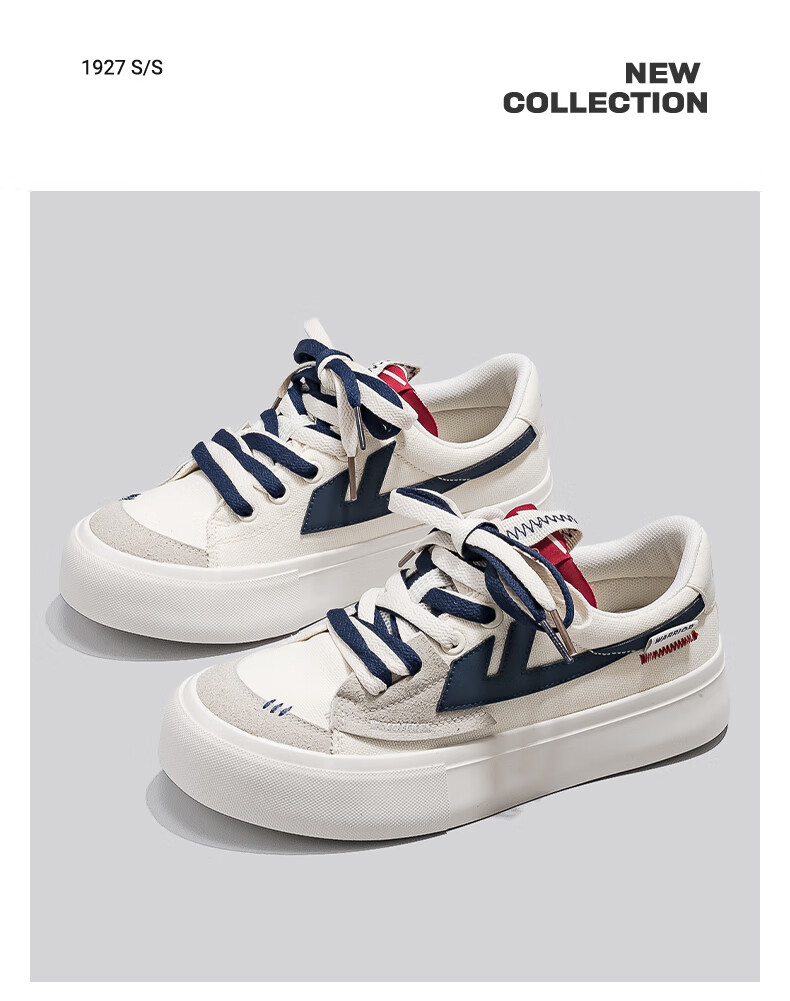 Huili Official Women's Sneakers, New Summer 2026 Style, Thick-Soled Breathable Canvas Shoes for Women, Beige And Navy Blue, Size 36 10