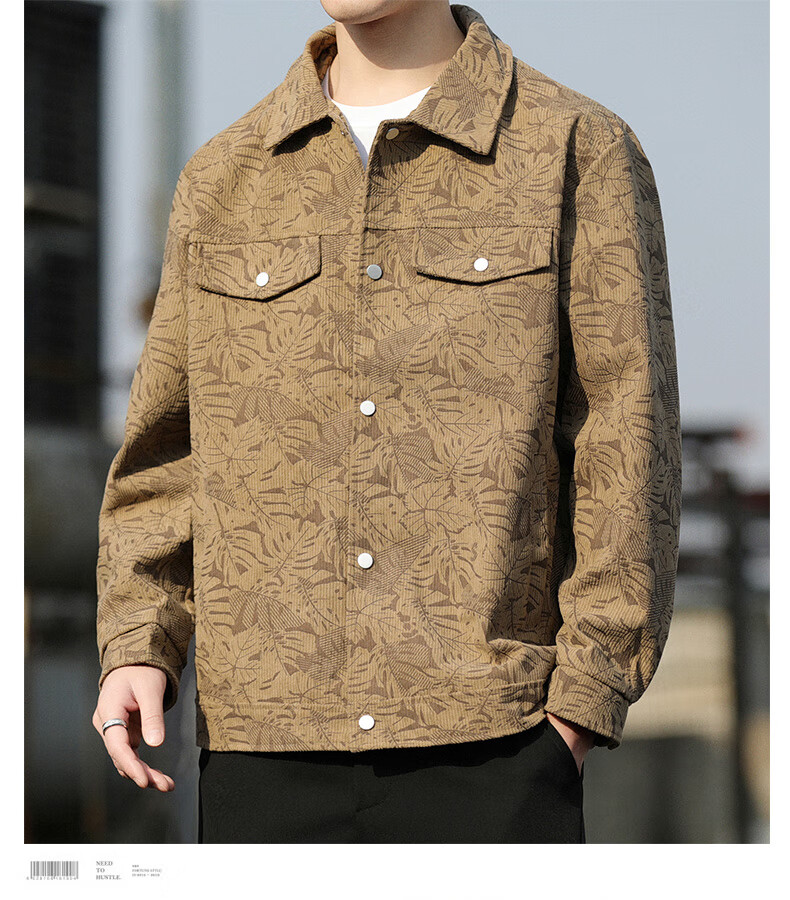 ROMON Men's Spring and Autumn Fashion Lapel Business Casual Jacket Baseball Coat 1703 Coffee 2XL 11