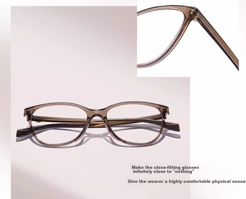 LOHO New 2024 Cat Eye Glasses for Women, Myopia, Anti-Blue Light, Slimming Frame, Bare Face Glasses, Prescription Available, YX8063 Orange 3