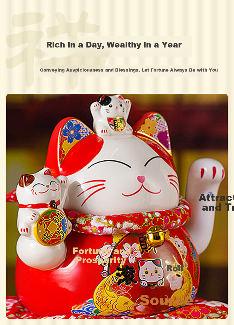 JD Original Lucky Cat Figurine, Electric Waving Fortune Cat, Business Opening And Housewarming Gift, Office Cashier Counter Decoratio 2