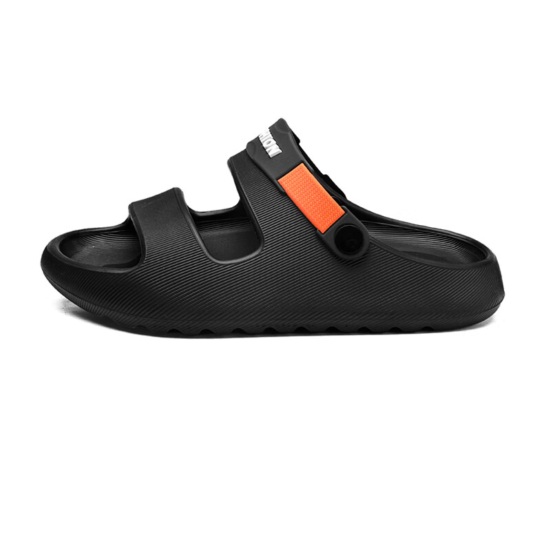 CARTELO Men's Sandals, Summer Casual Breathable Hole Shoes, Fashionable Two-Way Beach Shoes for Men, 1572 Black And Orange, Size 42-43 15