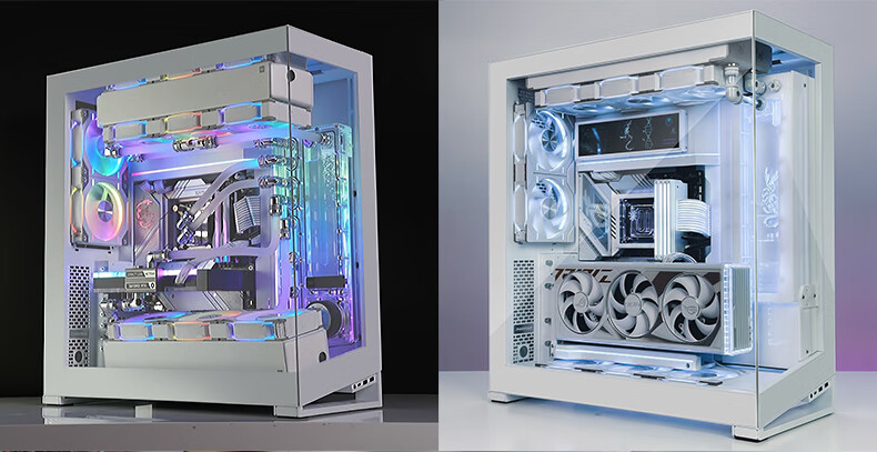 PHANTEKS NV7 White Panoramic View, Pillarless Panoramic Case (Replaceable I/O Ports, Supports 3x360 Water Cooling, ARGB Dual Long Graphics Cards, Dual Channel Light Control) 32
