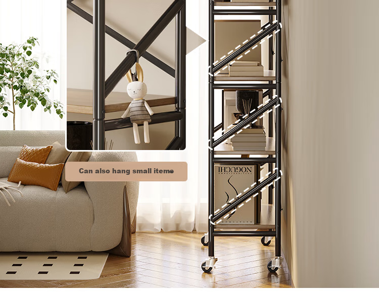 Yicainianhua Internet-Famous Bookshelf, Floor-Standing Storage Rack, Mobile Metal Steel-Wood Storage Shelf, Printer Stand 4387 - with Mobile Wheels 13