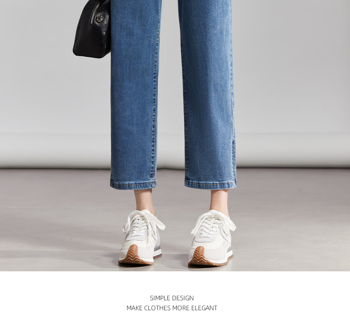 PinCai Women's Cropped Jeans, Petite Size, Solid Color, Slim Fit, High-Waisted, Stretchy, Side Slit, Straight-Leg Casual Pants P12KN1978 36