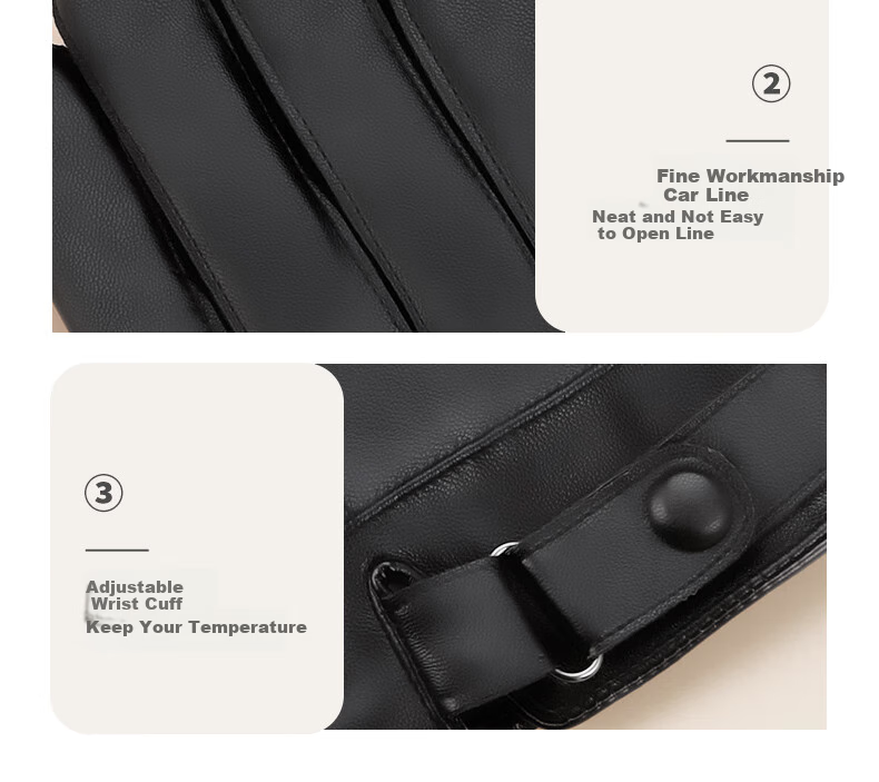 TUCANO Leather Gloves for Men, Cycling Winter Fleece-Lined Warm Touchscreen Gloves, Windproof Water-Resistant Driving Motorcycle Anti-Cold Riding Gloves 20