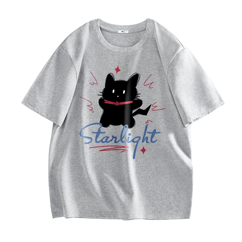 Huili Gray Short-Sleeve T-Shirt for Women, 2026 New Style Top, Summer Regular Shoulder Trendy Half-Sleeve, Pure Cotton, Plus Size, Loose-Fitting Tee