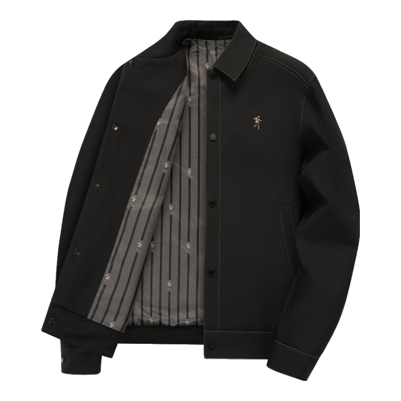 DANCING WOLVES Fashion Stitching Trendy Lapel Casual Jacket Men 001 Black 190