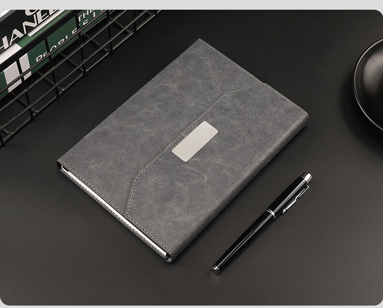 Zhongjianwenju Notebook, Business Office Notebook, Memo Pad, Tri-Fold Meeting Record Book, Office Stationery, Diary, Customizable, A5 Blue 25-230 Zhong 8