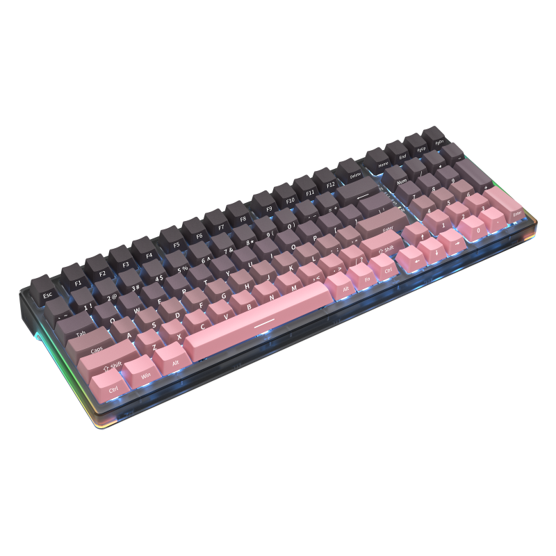 HP GK600FS Mechanical Keyboard Hot-Swappable Wired for Office, E-Sports And Gaming Dedicated Desktop Laptop Keyboard with Side-Engraved Gradient Blackberry Pink Ice Blue Light Green Switches 99 Keys