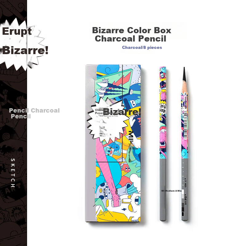MIYA Colorful Gothic Hexagonal Sketching Pencils, Set of 8, Drawing Pencils for Art Students, Soft to Medium-Hard Charcoal Pencils for Art Sketching And Outdoor Painting
