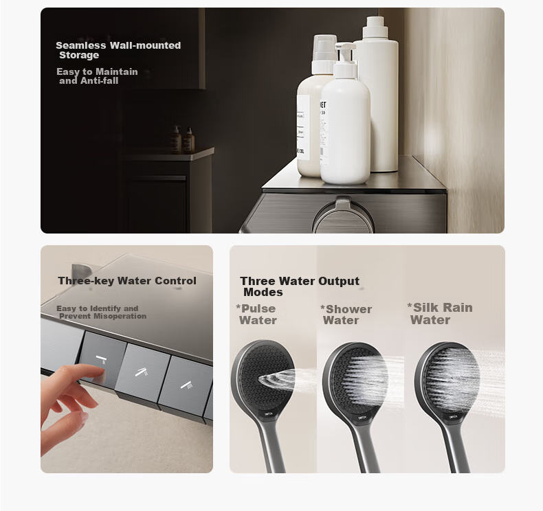JOMOO Shower Set with Piano Key Temperature Control, Separate Shower Head IMAX Silk Rain Youth Edition 25048-695/HBS 5