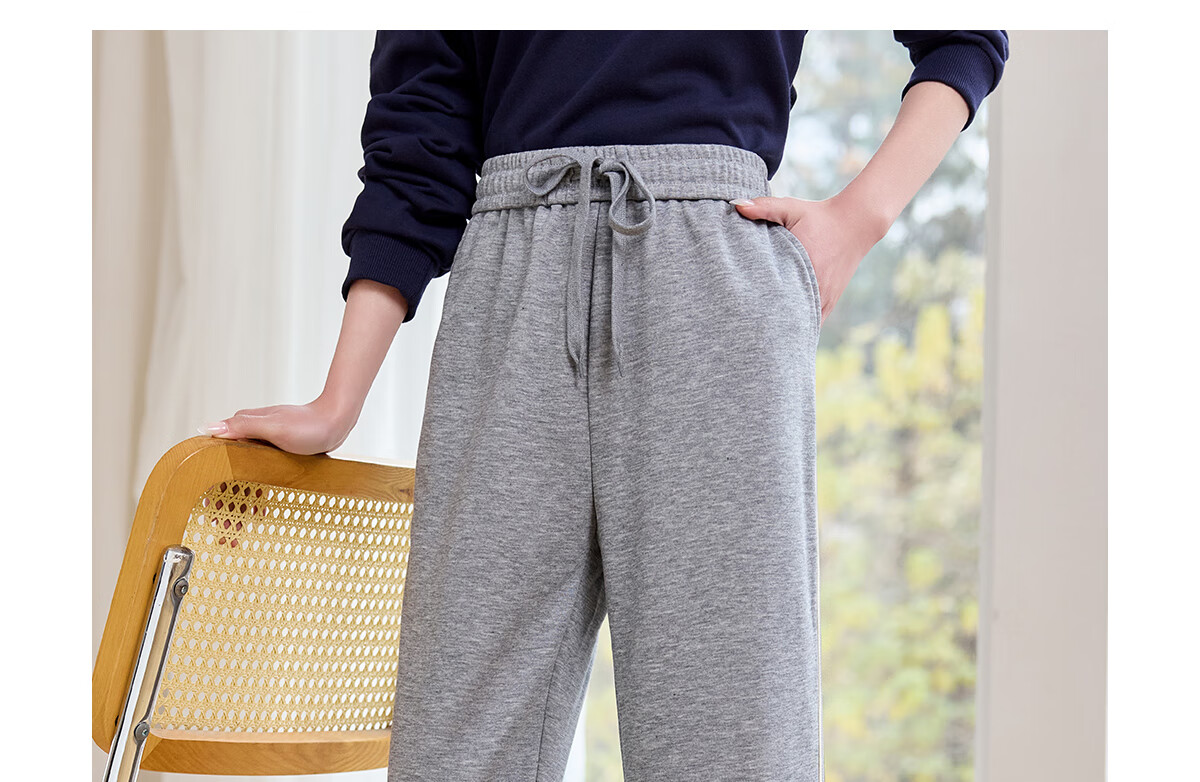 Halo Queen Casual Wide-Leg Pants for Women with Side Stripes Design, High-Waisted Loose Straight-Leg Trousers for Petite Figures H143K2003 6